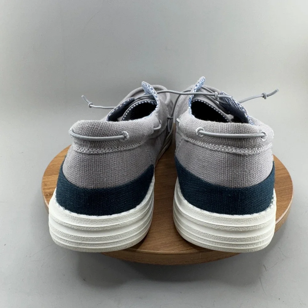 Bruno Marc Slip on Loafers 15 Grey Canvas Casual Minimalist Shoes Coastal Preppy
